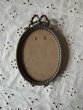 Vintage Italian Brass Oval Picture Frame Ribbon Bow on Top Made in Italy 3
