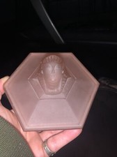 RARE TAUSSAUNT EGYPTIAN HEAD FROSTED PINK GLASS TRINKET BOWL BEAUTIFUL   picture