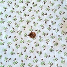 BTY 1950s Micro Print Berries Fabric Green White Cotton picture
