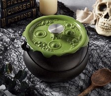 Smith and Clark 6-Quart Cast Iron Cauldron Pot with Green 'Bubbling' Lid New picture