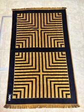 Vintage 1970s YSL Yves Saint Laurent Fieldcrest Towels Navy Blue Gold Bath Wash picture