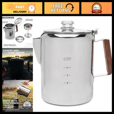 12-Cup Percolator Coffee Pot - Stainless Steel, No Aluminum or Plastic, Durable picture