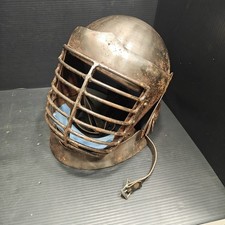 Steel SCA Helmet Bar Grill Visor Medieval Combat Armor Lames Neck Guard Rusty picture