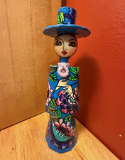 Abelardo Ruiz vintage Mexican papier-mâché lady folk art sculpture signed 10 in￼ picture