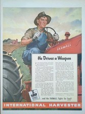 1944 Red Tractor International Harvester Print Ad. He Drives A Weapon Of Good picture