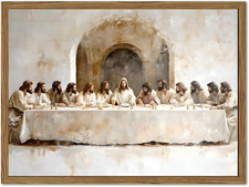 The Last Supper Wall Art Jesus Canvas Picture Framed Christian 12x16 picture