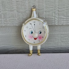 Lord & Taylor Soffieria De Carlini Glass Blown Clock Ornament Christmas White picture