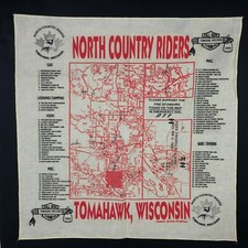 NOS North Country Riders Tomahawk Wisconsin Fall Ride Biker Bandanna Scarf VTG picture