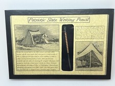 Authentic Civil War Patriotic Slate Writing Pencil In Glass Topped Display Case picture