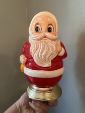 Vintage Blow Mold Santa Claus Wind-Up Musical Figurine Rotates 