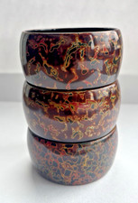 Vintage Japanese Tsugaru Lacquerware Small Bowl Set of 3 Kara-nuri 9cm 3.5inch picture