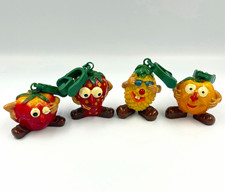 Vintage Anthropomorphic Lot of 4 Fruit Tablecloth Clips picture