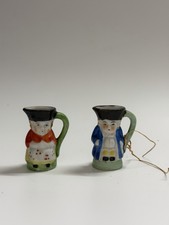 2 Vintage Miniature Toby Jug PitchersJAPAN Man & Woman Set Ceramic picture