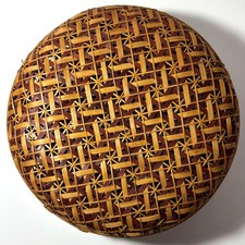 Vintage Rattan Woven Baskets Lids Set of 3 Nesting Round Boho Storage MCM Decor picture
