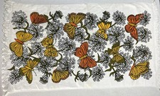 VTG 1970’s Bath Towel Butterflies Baby’s Breath Flowers • Gold Crest By Cone picture