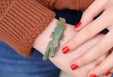Crocodile Bracelet, Turkish Handmade Crocodile Animal Bracel18k Yellow Gold Over picture