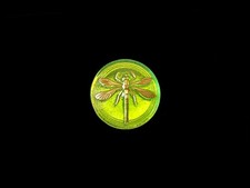 32mm Czech Cabonchon Electric Yellow Green Glass With Gold Paint No Shank picture