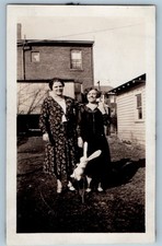 c1930's Two Women With Stuffed Animal Bunny Toy American Vintage Snapshot Photo picture