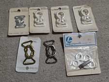 VTG Sewing Belt Buckle Clasp Lot 7 NOS La Mode BGE Originals 1970s Silver White picture
