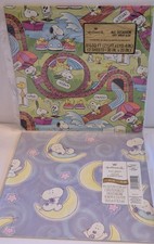 Lot Of 2 Vtg NOS Hallmark Snoopy Wrapping Paper 4 Sheets Amusement Park/ Baby  picture