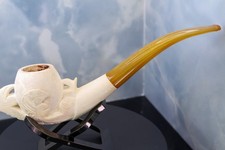 Cleaned- STUNNING Block Meerschaum Eagle dragon claw Pipe Bent Billiard picture