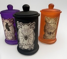 Lot 3 Halloween Bottle Jar Witches Brew & Blood of the Undead & Spider Venom picture