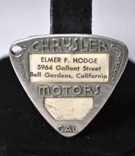 Vintage Antique Chrysler Motors Auto Employee Badge Bell Gardens California picture