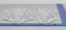 VTG ABP American Brilliant Cut Pinwheel Hobstar Sugar Bowl Creamer Sawtooth picture