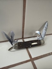 Vintage Western USA S-901 D Camp Scout Knife 1980 Stainless Jigged Delrin picture