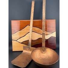 Hand hammered vintage heavy copper cooking utensils picture