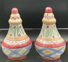 MacKenzie-Childs Taylor Aalsmeer Tulip Vtg Salt Pepper Shakers Set Retired 5.25” picture