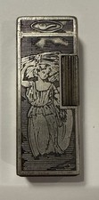 Vintage WIN Juvena Japan Art Deco Figural Lady Gas Lighter Slim Pocket 70s picture