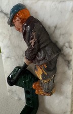 Vintage Cast Iron Golfer Wall Hook Hand Painted Hat Coat Rack 5.5 In picture