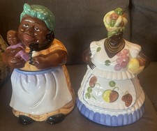 2 - Vintage Collectible Cookie Jars, Grandmas Wearing Aprons picture