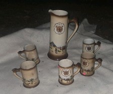 Leisy Brewing Set of 4 Pre-Prohibition Ceramic Mugs and Pitcher - Antique Used picture
