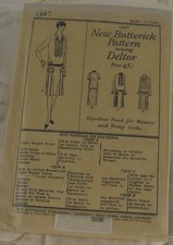 Butterick 1347 Slip-Over Frock Pattern Deltor, Bust 38 in, Vintage 1920s LTV #20 picture