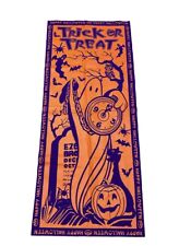 Vintage 80s Halloween Ghost Graveyard Pumpkin Door Covering Decor 59” Tall Felt picture