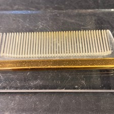Vintage Lucite Hair Comb Gold Tone Metal Spine Clear Acrylic Made in USA 7 Inch picture