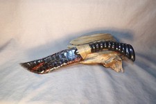 Triple Flow Obsidian Fantasy Knife African Handle Flint Knapping COA picture