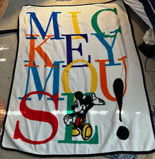 Vintage Biederlack Disney Mickey Mouse Multicolor Fleece Throw Blanket picture