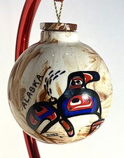 Vtg Alaska Native Clay TSIMSHIAN KILLERWHALE Orca Ornament ALASKA NATIVE ART picture