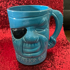 NEW Vintage St. Thomas U.S. V.I. Blue Pirate Face Souvenir Mug, Caribbean Island picture