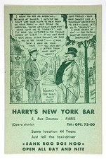 Vintage 1955 Harry's New York Bar Paris Postcard - Gene Ahern Cartoon I.B.F. picture