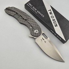 TwoSun TS177 Maverick Folding Knife Drop Point M390 Milled Titanium Frame Lock picture