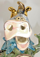 Beautifully Painted Derpy Dragon Blue Sky Ceramic Tea Light Candle Holder picture