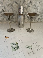 Set of Vintage Mid Century Martini/Cocktail/Shaker Silver Tone MCM picture