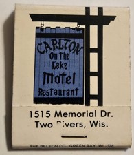 Carlton On The Lake Motel Restaurant Two Rivers WI Vtg Unused Matchbook D19 picture