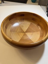 Vintage 1987 Signed R Dewey Hand Turned Segmented Wooden Wedding Bowl/Stry Sheet picture