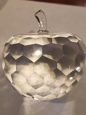 1950s Saks Fifth Ave Crystal Apple Paperweight 3.5 Inches Tall picture