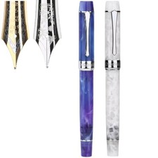 PENBBS 355 Acrylic Piston Fountain Pen Silver Clip Fine Nib Office Writing New#s picture